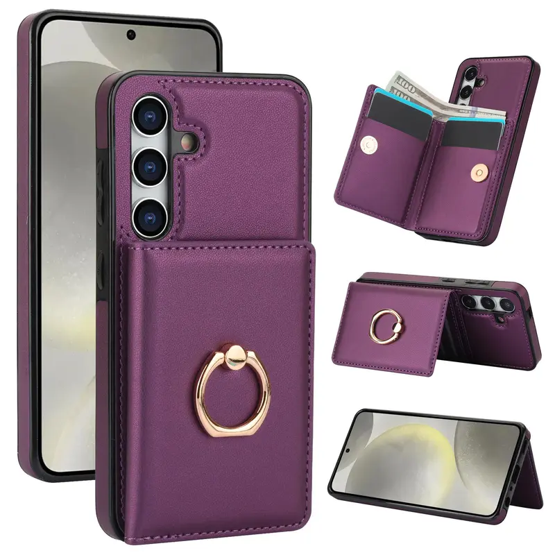 Magnetic Ring Holder Design Phone Case with Card Slot, 1 Count Shockproof Phone Protective Cover Compatible with Samsung Galaxy A55/A35/A25/A12/A15 2