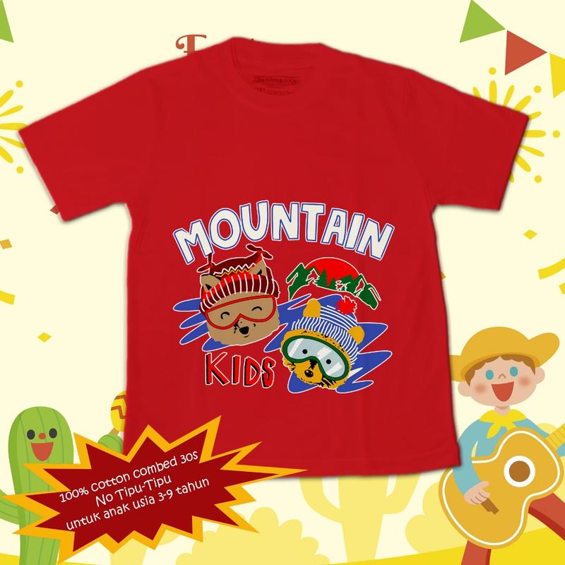 Kaos anak bahan premium cotton combed 30s, untuk usia 3-9 tahun, motif beruang 7