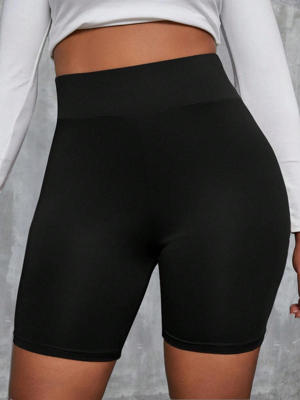 Plus Size Summer Minimalist Solid High Waist Shorts, Ladies Summer Clothes, Casual Comfy Skinny Shorts for Women, Women's Bottoms for Summer 2