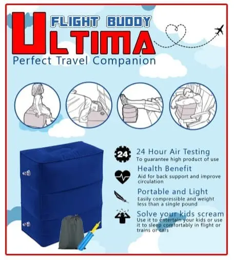 ULTIMA Flight Buddy Inflateable Foot Rest Mirip Plane Pal Jet Kid Blue Abu 4