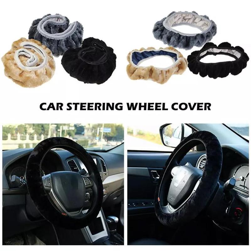 Product Introduction of High Quality Warm Car Steering Wheel Cover Gearshift Handbrake Cover Plush Thick Black Protector Super Women Decoration Soft Pink Man 13