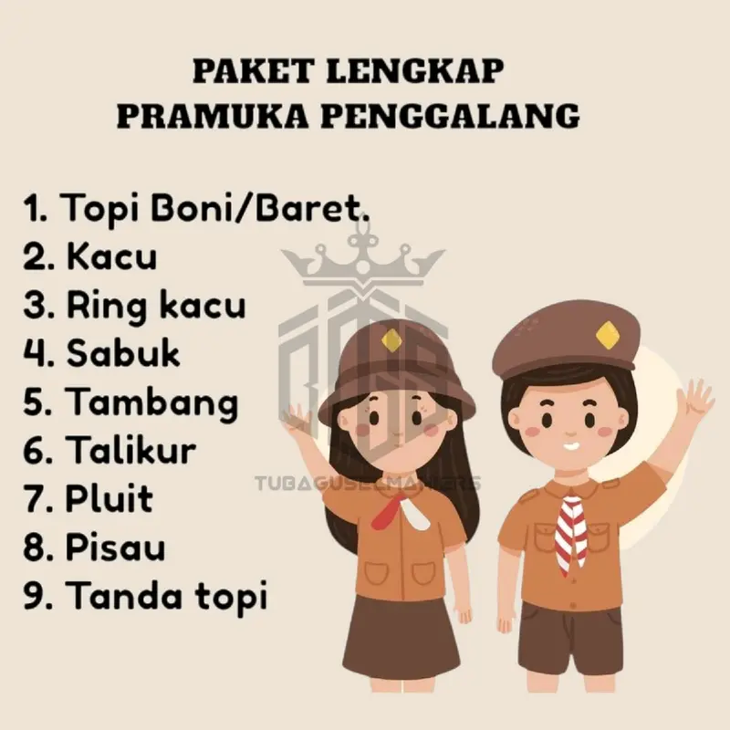 1 SET PERLENGKAPAN ATRIBUT PRAMUKA PEREMPUAN (PUTRI BONI LAKEN) 1