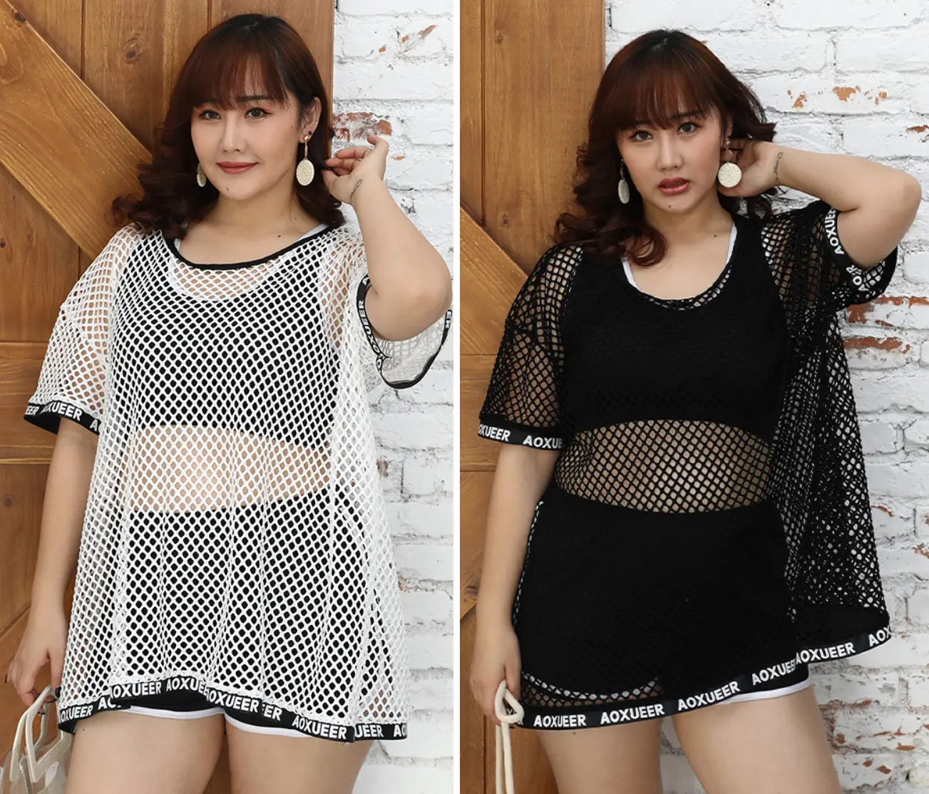Đồ Bơi Nữ Hai Mảnh Kèm Áo Lưới AT198 MayBlue Có Size Lớn 60-80KG