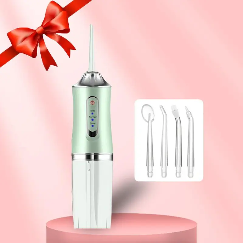 Teeth Cleaning Electric Water Flosser, Portable Rechargeable Oral Irrigator with 4pcs Multifunctional Nozzle for Home & Travel, Personal Oral Care Appliance, Valentine's Day Gift 3