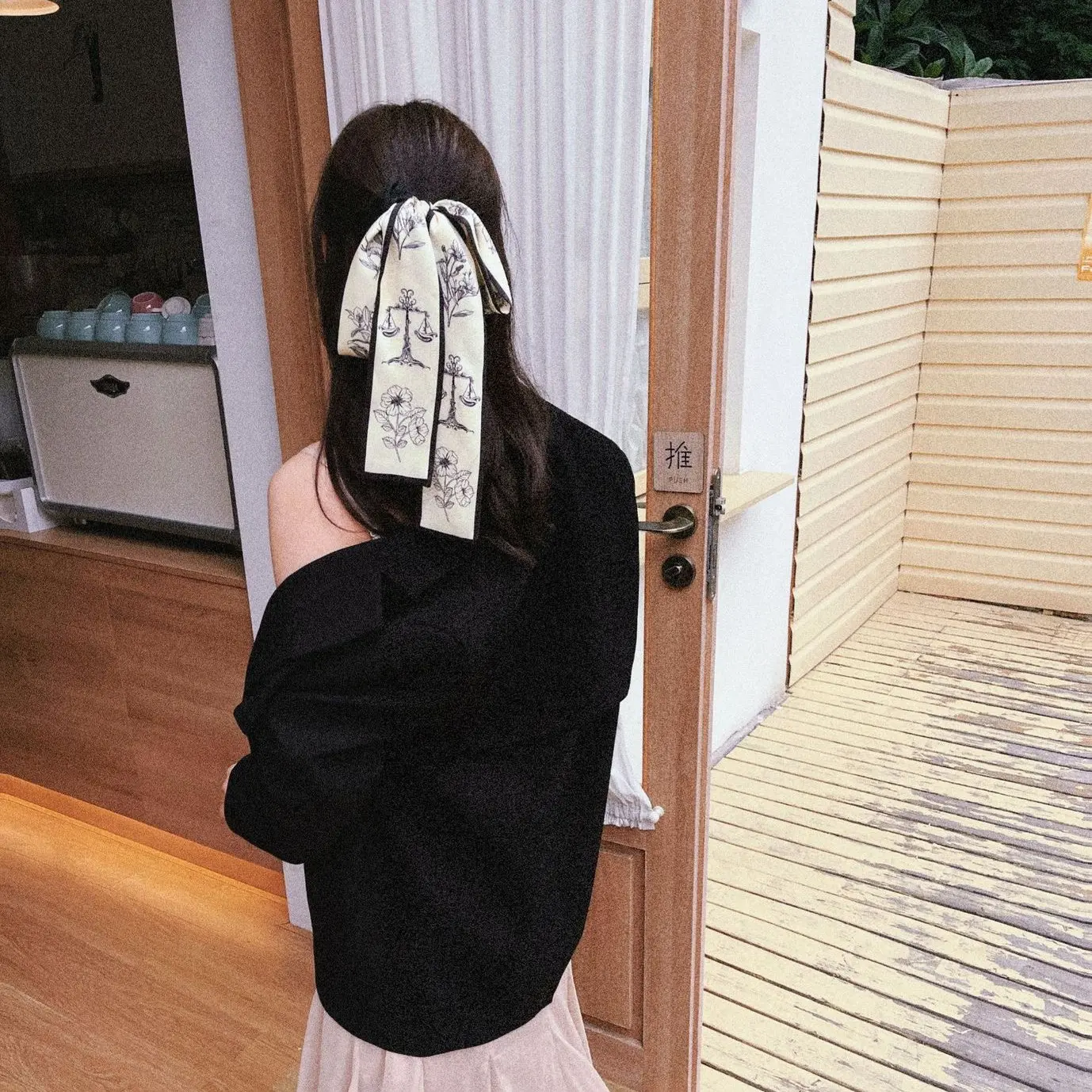 Ikat Rambut Syal Satin Panjang Wanita Korea Style