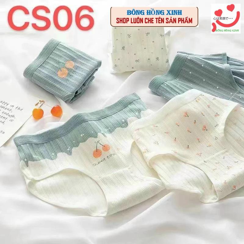 Combo 10 quần lót nữ cute gấu xanh gấu vàng thỏ xanh dâu đỏ cherry co dãn 45-54kg Women Nữ Cotton