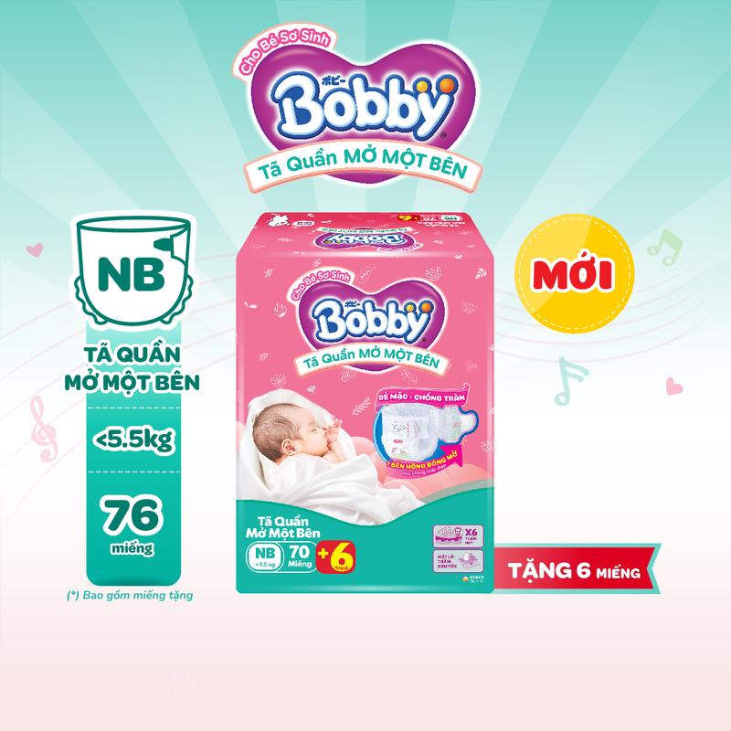 (MỚI) Bobby Tã Bỉm quần Mở Một Bên size NB70+6/ S80 miếng