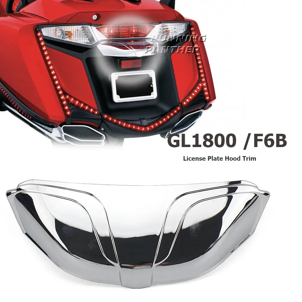 New Motorcycle Rear License Plate Hood Trim Chrome Accessories For Honda GOLDWING Goldwing GL1800 GL 1800 F6B 2012 - 2017