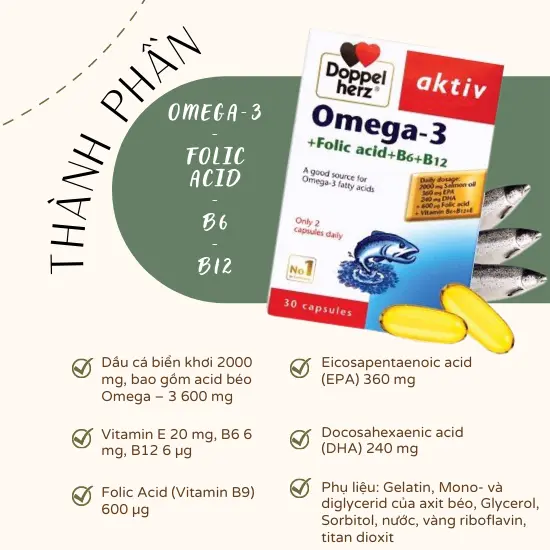 Doppelhertz Aktiv OMEGA-3 Viên uống tăng cường sức khỏe