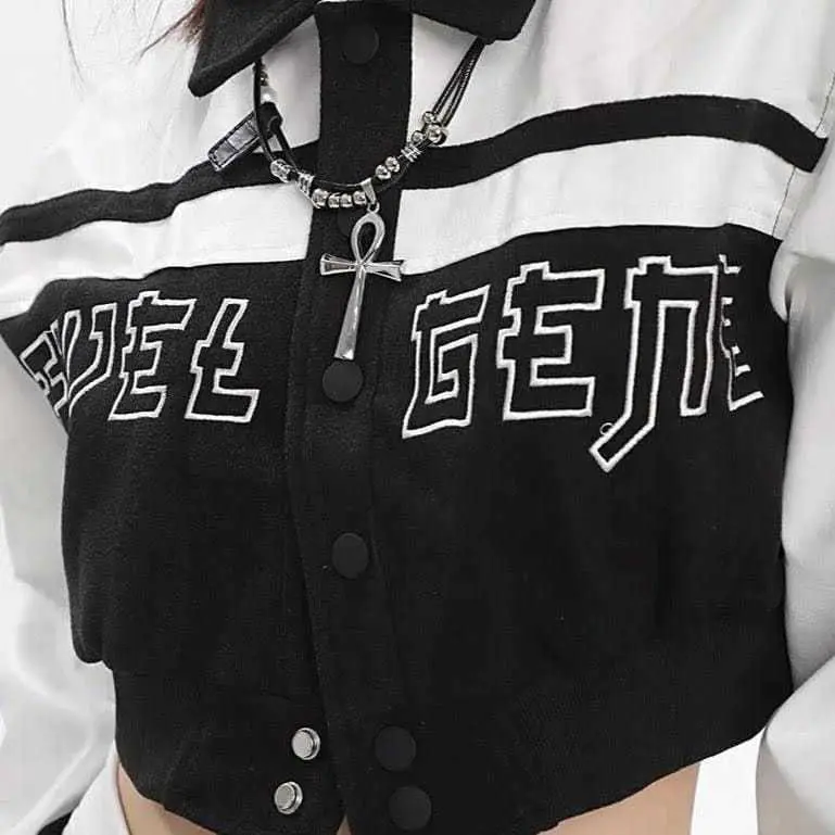 JAKET CROP WANITA | Y2K CROOPE JACKET VARSITY KOREAN 5