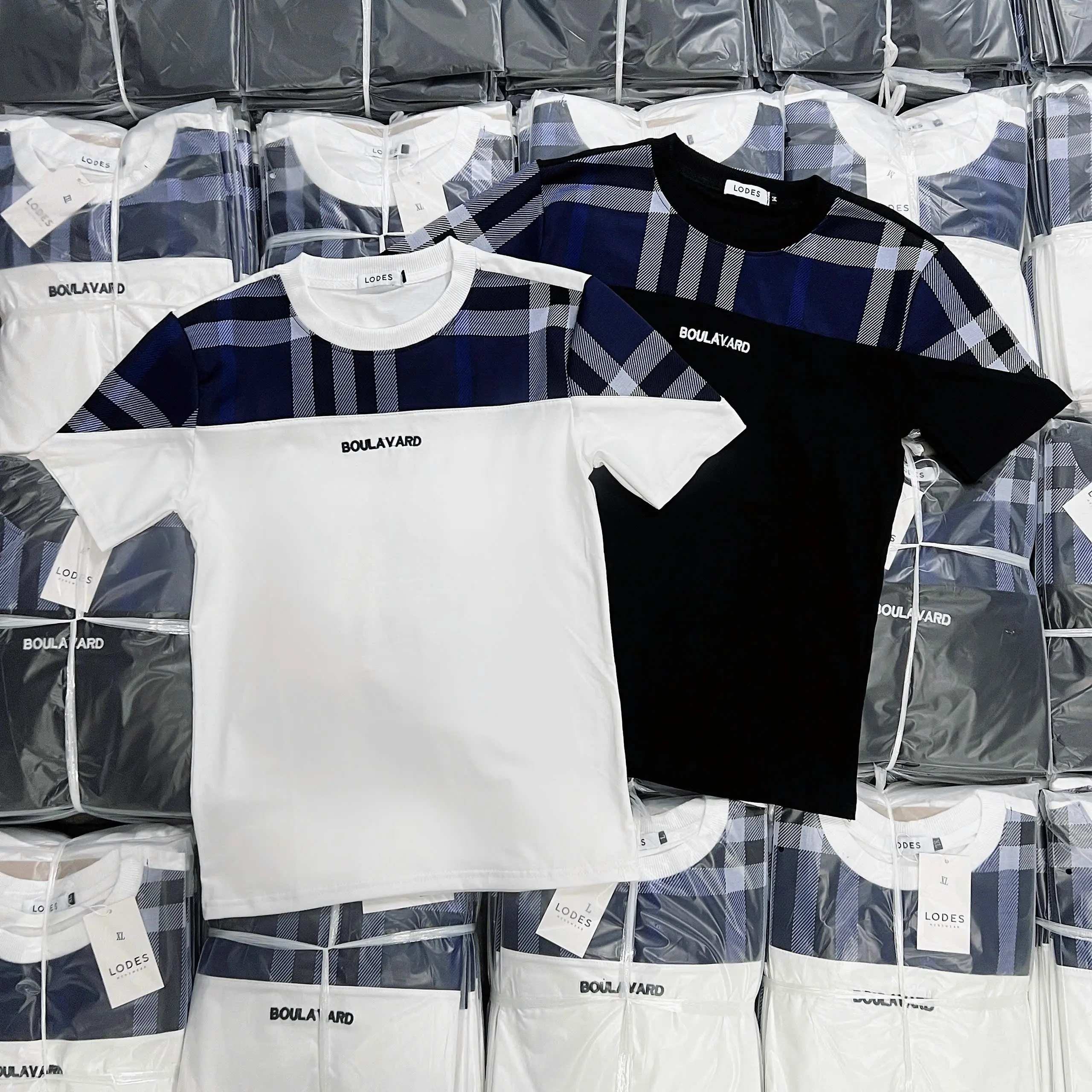 áo phông nam basic nam nữ phối caro xanh vải cotton mềm mịn thoáng mát mẫu sang trọng trẻ trung  mã 016 Menswear Shirt Cổ Tròn