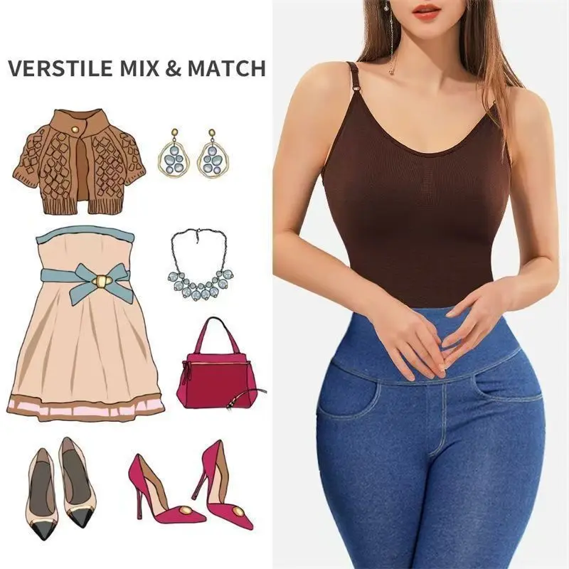 Áo Liền Quần Thể Hình, Không Đường May, Mỏng, Có Dây Đeo Vai, Đồ Lót Dễ Phối Đồ Bó Sát Cơ Thể, Kiểm Soát Bụng, độn mông, Áo Jumpsuit Quần Ôm Sát Hình Women Nữ 5