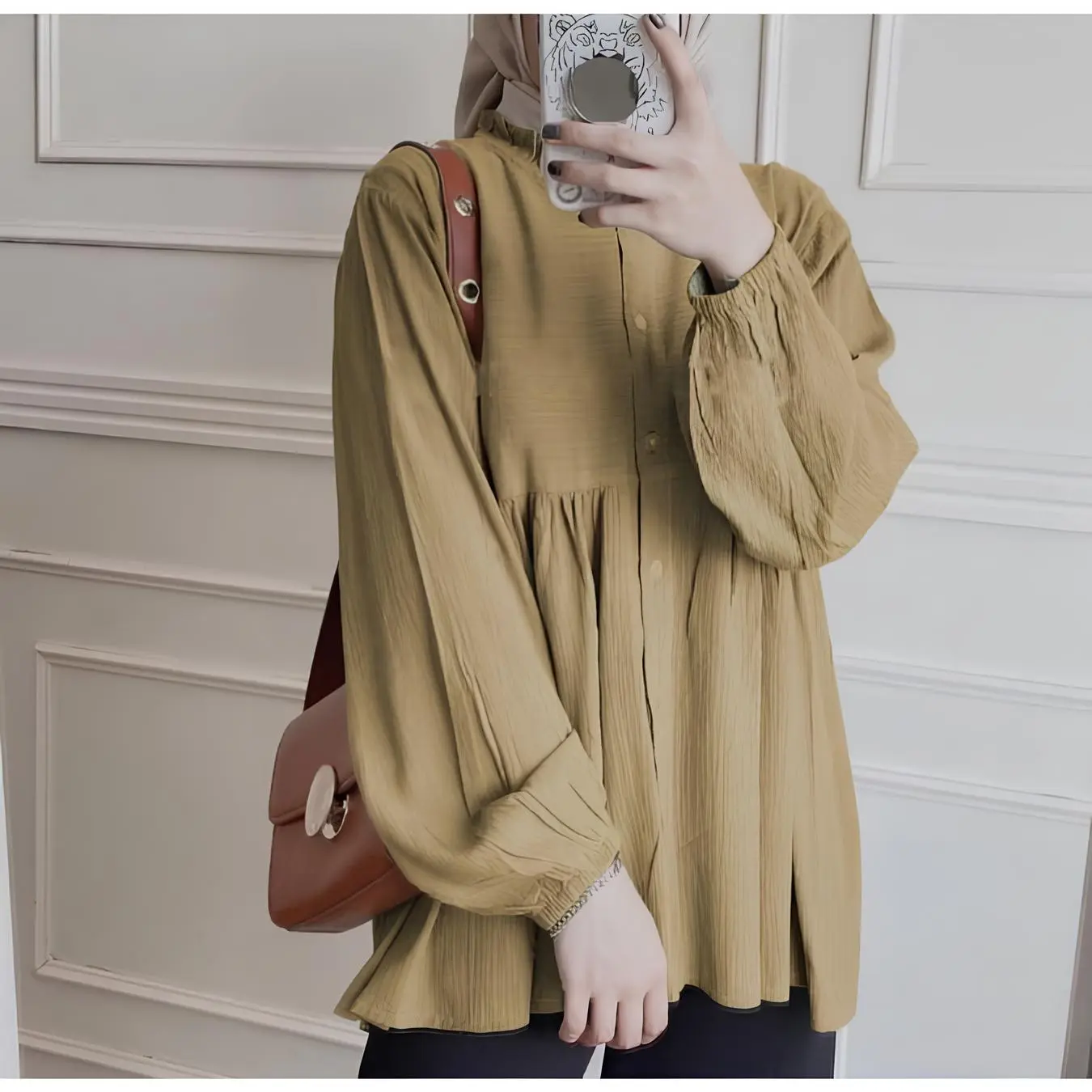 Rachel blouse atasan wanita fit to XL bahan crinkle airflow Baju Busui