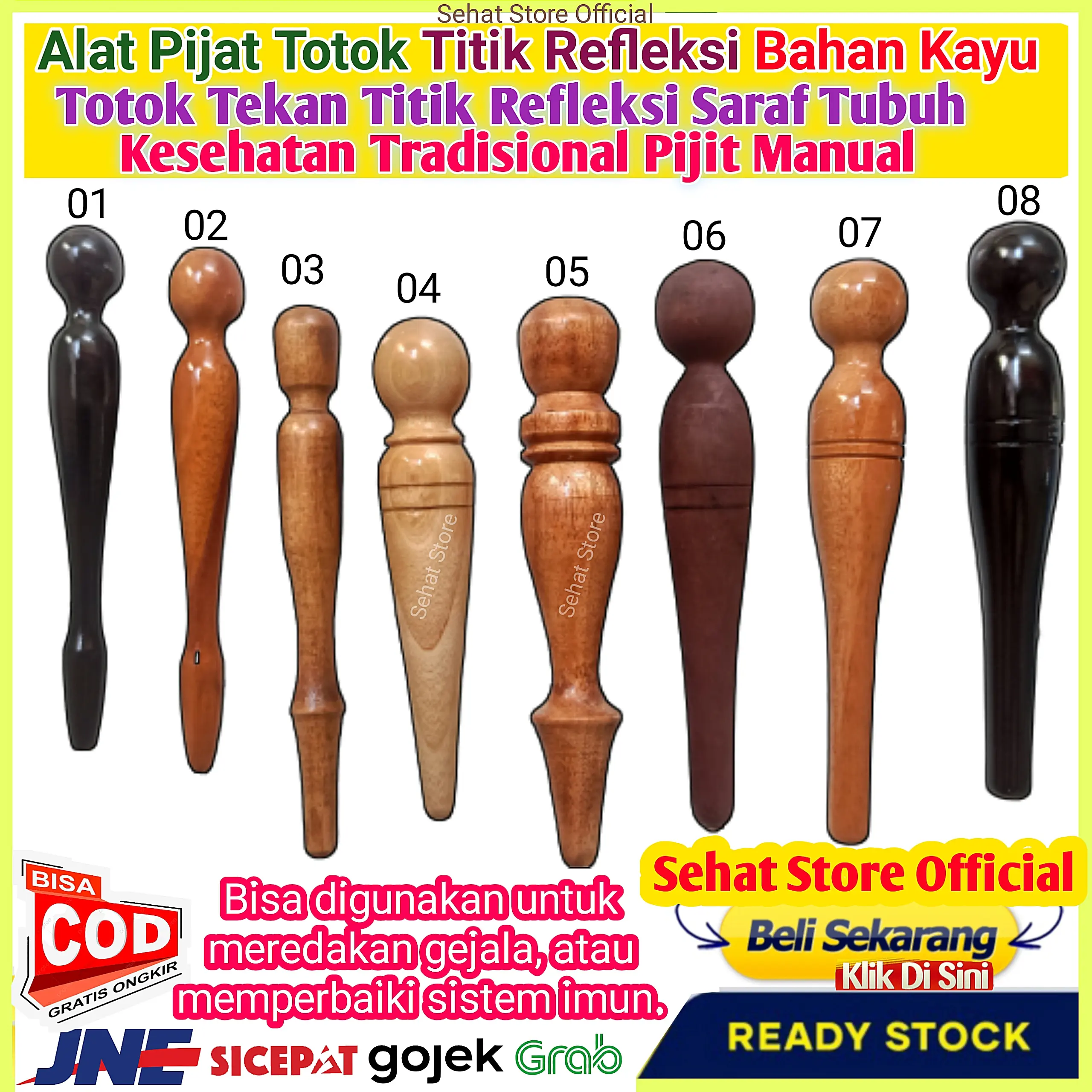 KAYU TOTOK TITIK REFLEKSI Saraf Tubuh Alat Pijat Refleksy Telapak Kaki Pijet Totok Sendi Reflexi Pijit Terapi Pemijat Repleksi Massage Manual Tradisional Kayu Foot Massager Therapy Punggung Muka