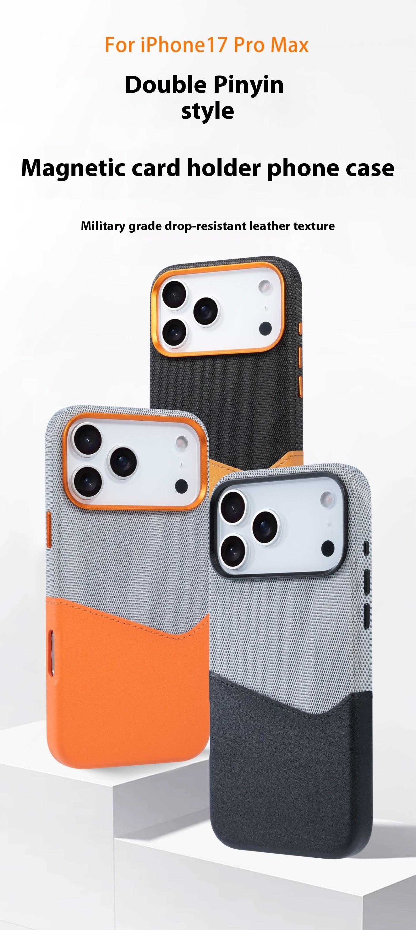 Dual Slot Card Magnetic Compatible with Apple iPhone 17 Pro Max Case iPhone  17 16 15 14 13 Pro Promax Leather Protective Cover High-end Business full  cover phone case Orange Accessory - TikTok Shop Philippines
