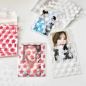 [HARU] 5 Pcs Plastic Sealing Bag Stars Pattern Toploader Packaging Bag Kantong Kemasan Transparan