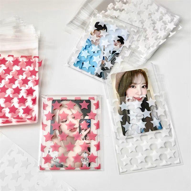 [HARU] 5 Pcs Plastic Sealing Bag Stars Pattern Toploader Packaging Bag ...