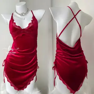 Luckymm Dress Velvet Baju Tidur Wanita 195