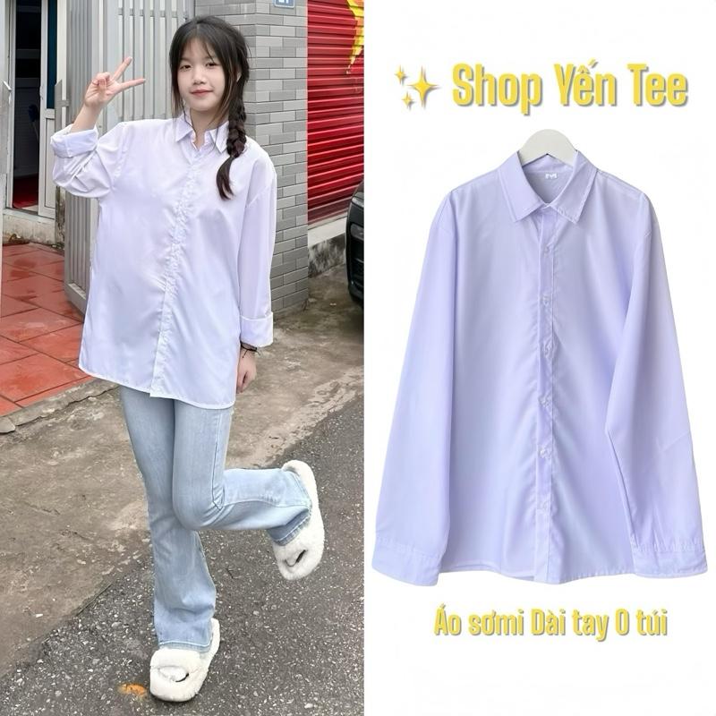 ( Từ 30kg-100kg ) Áo sơ mi trắng đồng phục nam nữ Yến Tee , màu trắng xanh mặc đi học chất kate lon cao cấp mềm mát #0135