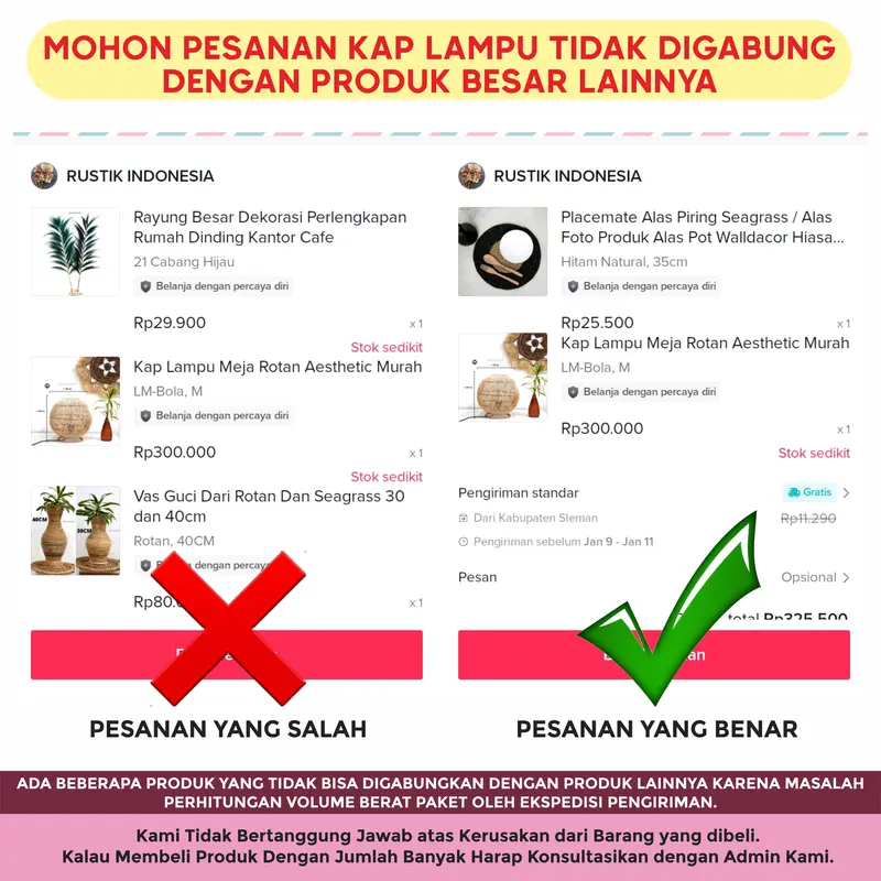 Kap Lampu Gantung Rotan SEDANG Hotel Teras Cafe 1