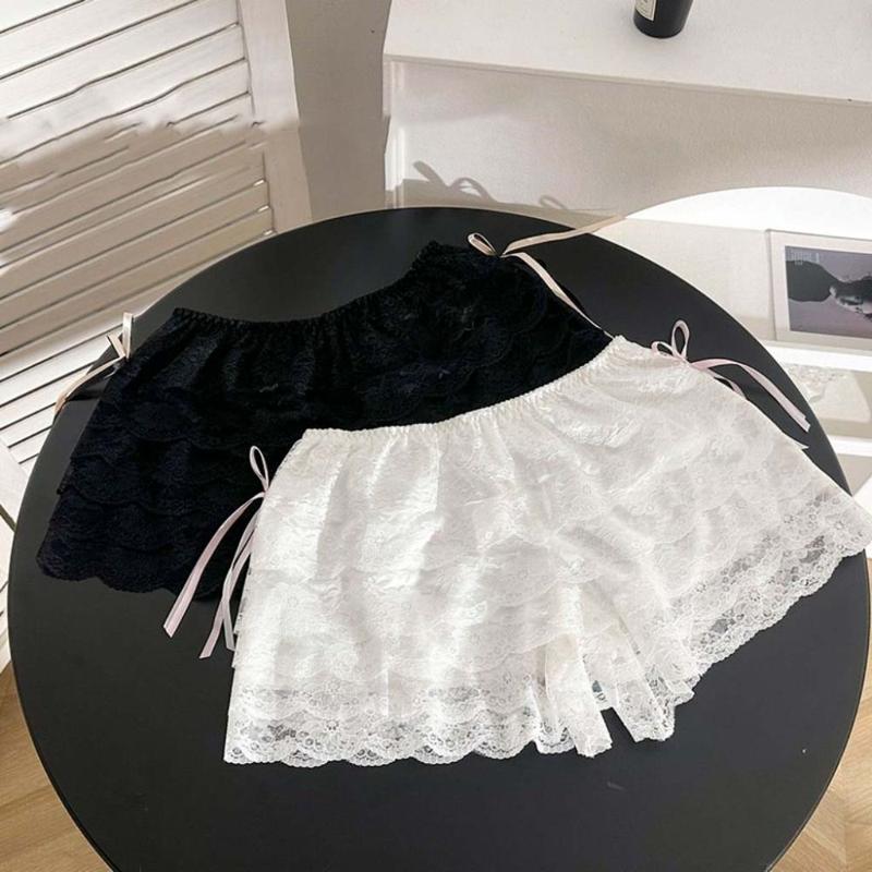 Product Introduction of Fashion JK Lolita Lace Safety Pants Ruffled Bowknot Summer Loose Short Pants Multi-layer Anti-glare Safety Shorts Women Clue 14