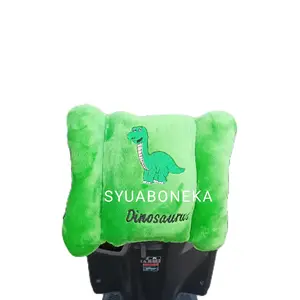 SYUABONEKA Bantal Stang Motor Anak Dinosaurus Hijau 30x20 cm Kursi Strap Kids Yelvo Material SNi Certified untuk Perjalanan Aman dan Nyaman