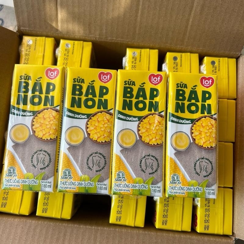 Mẫu mới 1 thùng sữa bắp non lof ×180ml thức uống dinh dưỡng cho cả gia đình mẫu mã sẽ thay đổi theo từng đợt nhập hàng