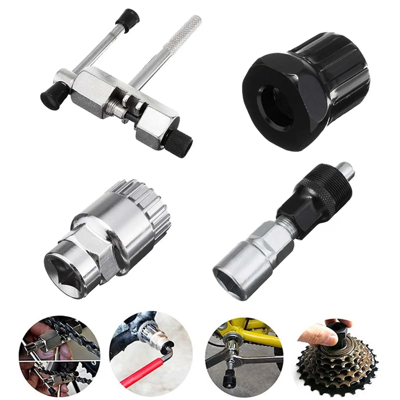 Bộ Dụng Cụ Sửa Chữa Xe Đạp Bằng Thép Cacbon, 4 Cái / bộ, Tay Nghề Tốt, Loại Bỏ Tay Quay, Dụng Cụ Phá Xích Xe Đạp Ngoài Trời