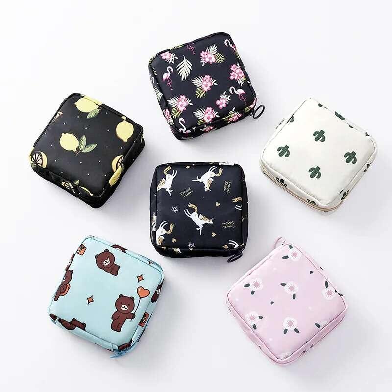 Product Introduction of Women Tampon Storage Portable Waterproof Organizer Pouch Cartoon Pattern Sanitary Napkin Bag 31