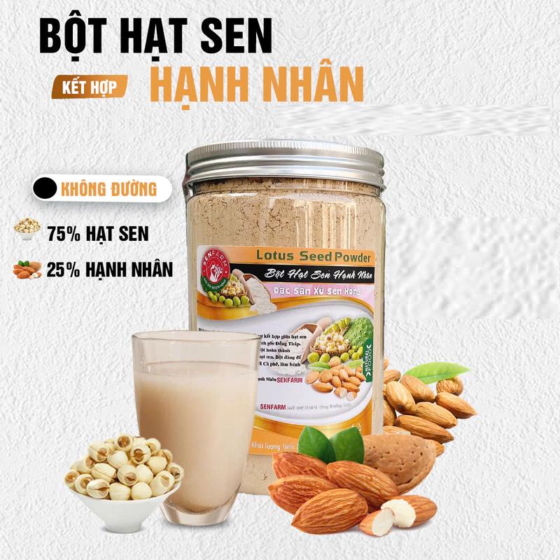 Bột hạt sen Hạnh Nhân senfarm - Không đường