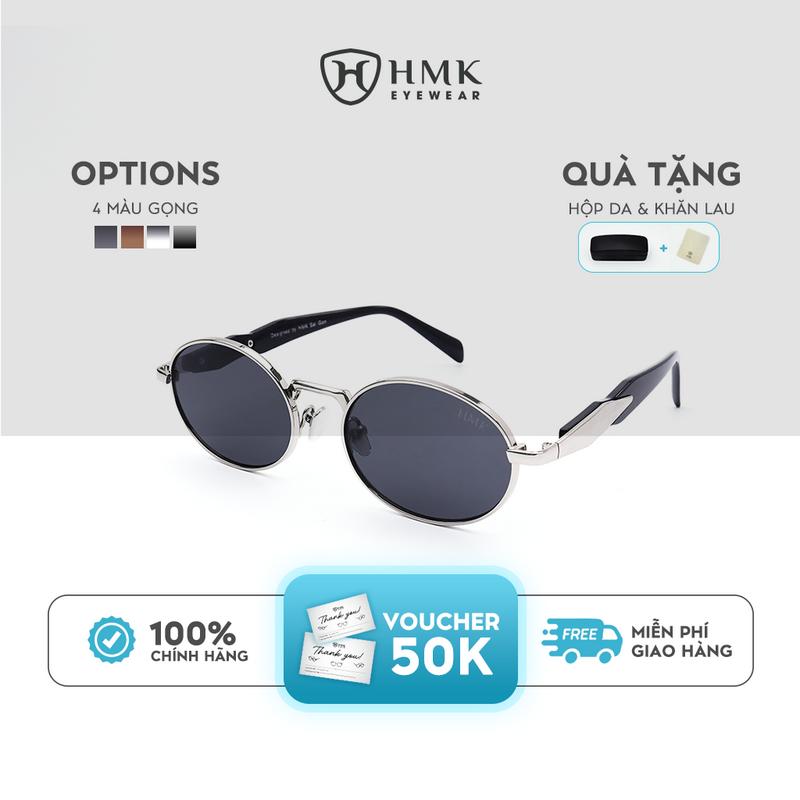Kính Mát Thời Trang Chính Hãng HMK Eyewear Kiểu Dáng Oval Tròn Độc Đáo Chống Tia UV400, Bảo Vệ Mắt Toàn Diện - KM63001