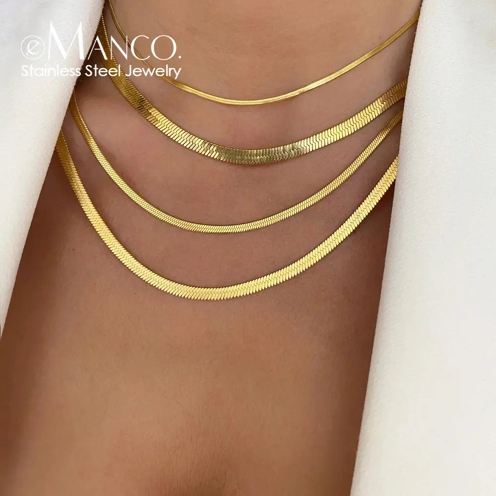 Emanco Clavicle Chain Female High-Grade Titanium Steel Snake Bones Chain Non-Fading Necklace Wholesale 5mm Necklace Simple Niche