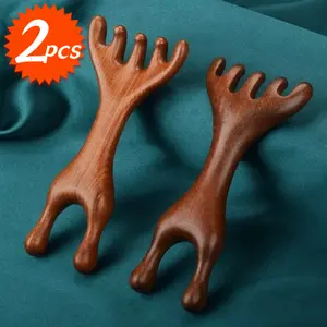 1/2Pcs Sisir Pijat Meridian Tubuh Tanduk Rusa Sisir Resin Gigi Lebar Anti-Statis Sisir Rambut Halus Mata Bahu Leher