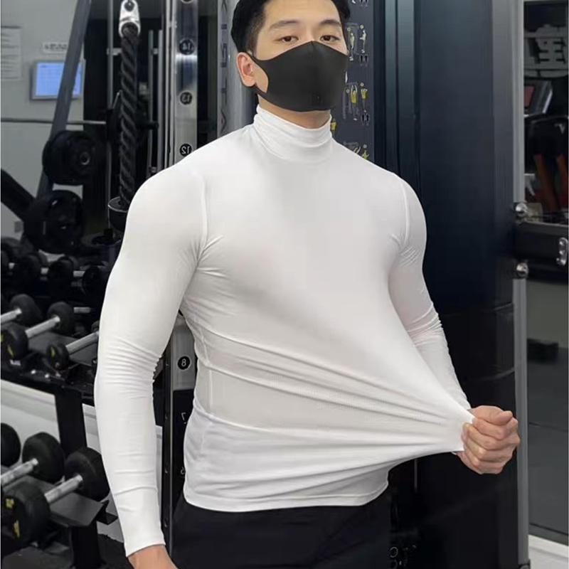 Áo Thun Nam Trơn Dài Tay cổ 3 phân , Áo giữ nhiệt thun Co Dãn 4C TẬP GYM Thể Thao Vận Động