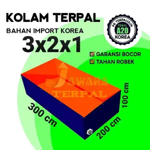Terpal Kolam Terpal Ikan Kotak A20 Korea 200x300x100 / 300x200x100 / 3x2x1 / 2x3x1 Kolam Terpal Bahan Korea Untuk Budidadya Ikan Lele, Nila, Gurame, Belut, Cupang, Beta, Udang, Dll