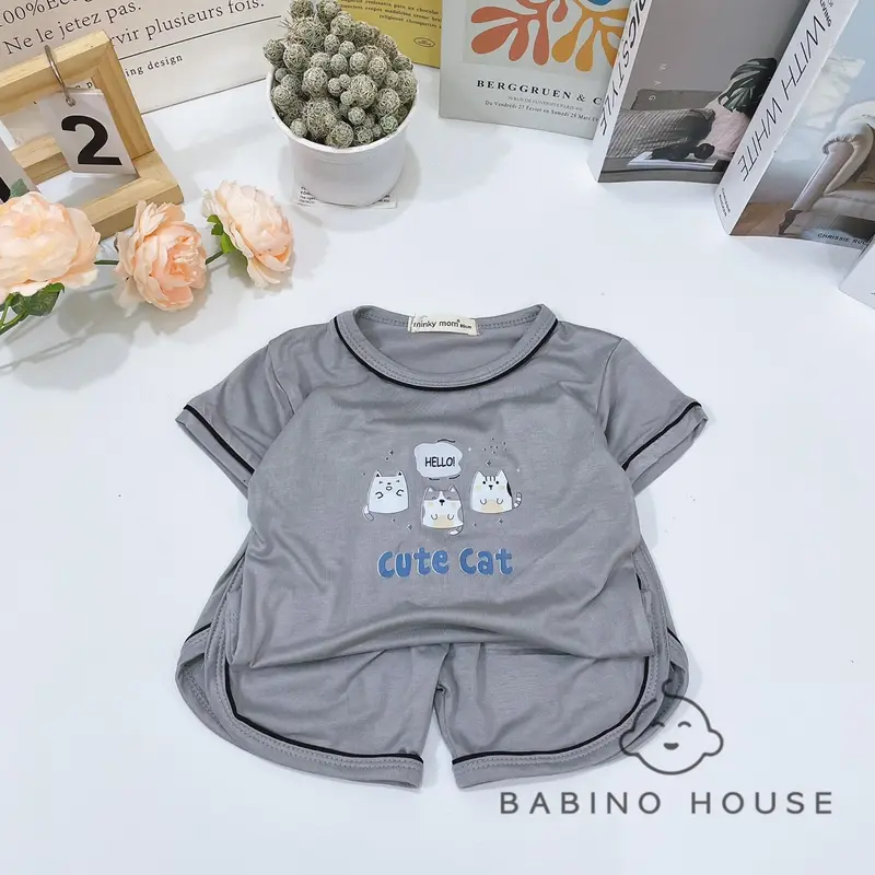 Bộ Cộc Tay Bé Trai, Bé Gái 8-18kg In Hình Cute Chất Vải Thun Lạnh Thoáng Mát | Bộ Quần Áo Mùa Hè Cho Bé (DB56) 4