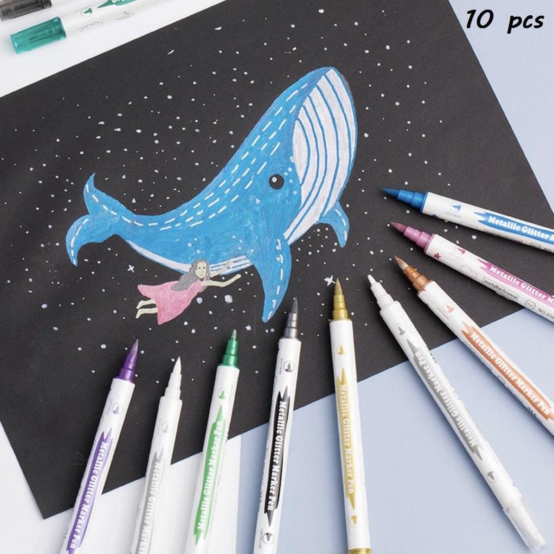thumbnail image 2 of PuTwo Set Of 10 Marker Pens Coloured Pencils DIY For Photo Scrapbook Album Use Multicolor 10 Count C68 2 of 13