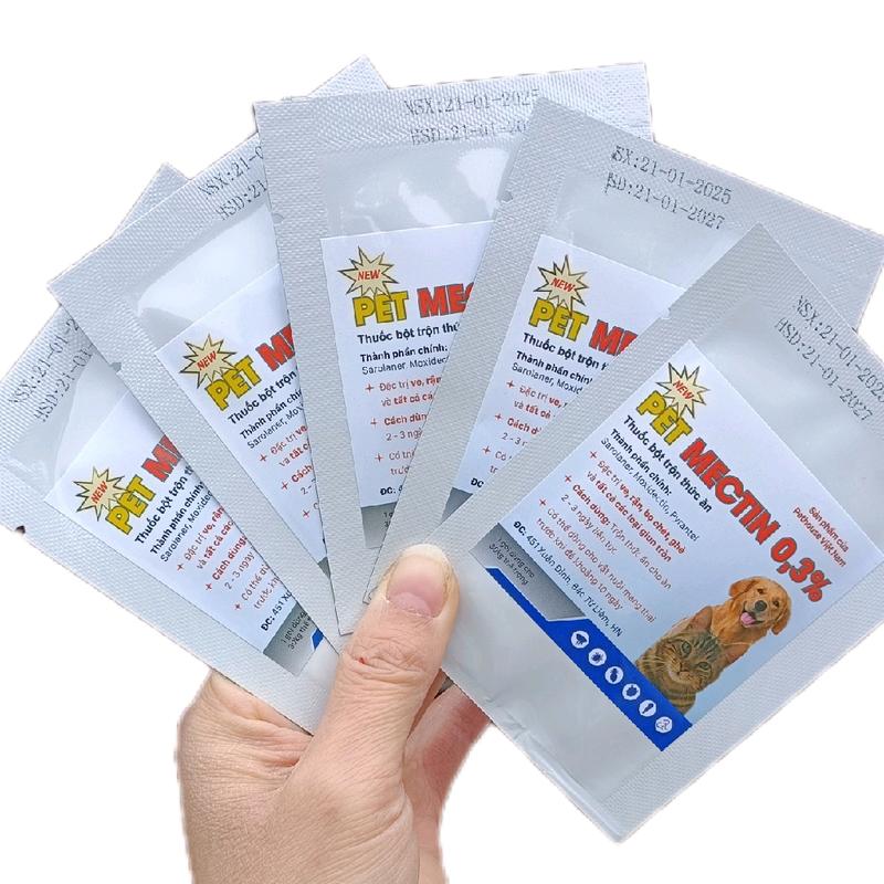 ( Combo 5 gói )  Bột trộn thức ăn trị ve bọ - ghẻ cho chó