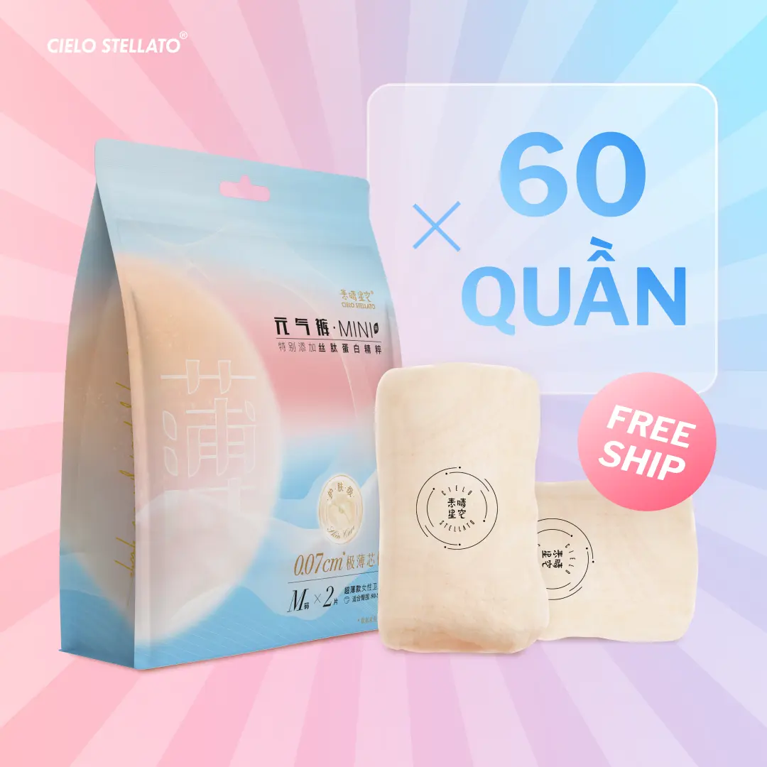 Combo 60 Băng Quần Vô hình Cielo Stellato siêu mỏng, chống tràn 360
