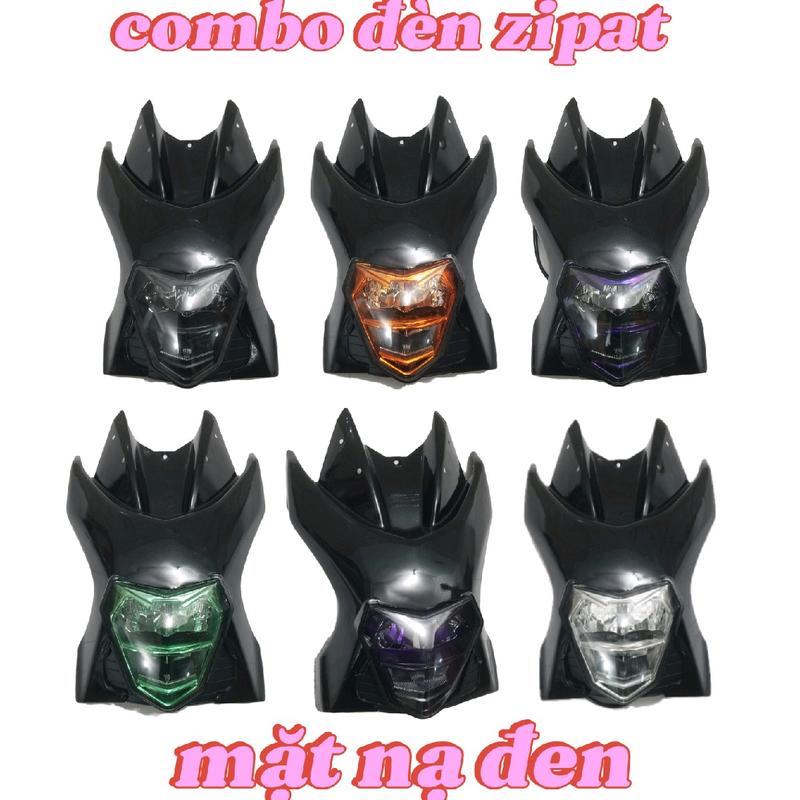 mặt nạ xe điện xmen màu đen BÓNG lắp sẵn đèn zipat theo màu kèm ốc