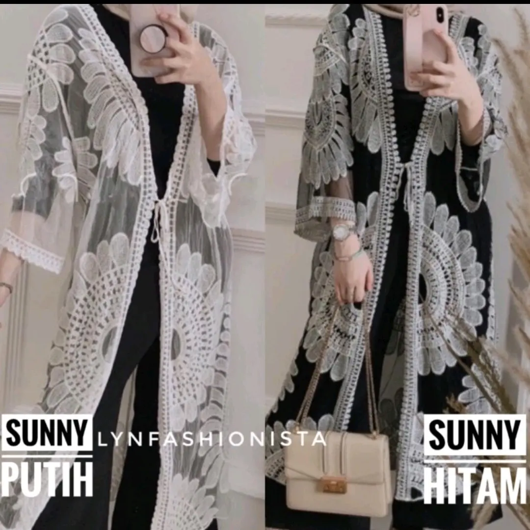 OUTER MATAHARI/OUTER PANJANG MUSLIM CARDIGAN LACE BUSANA PANTAI/KARDIGAN WANITA BRUKAT MEWAH/SUNNY