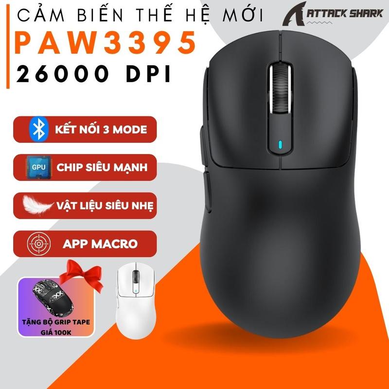 Chuột Bluetooth Không Dây Siêu Nhẹ Chip PAW3395 Ziyou Attack Shark X3 Gaming Công Nghệ Cảm Biến Cao Cấp