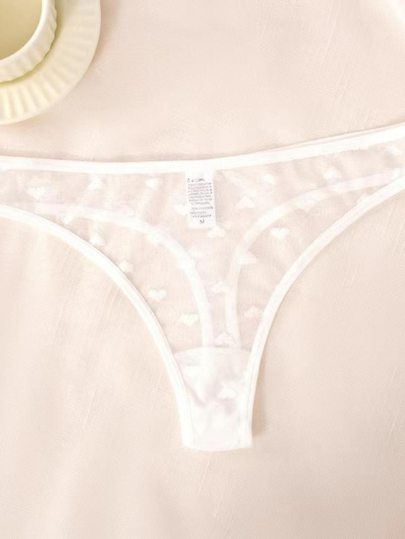 Product Introduction of Women's Heart Pattern Lace Thong, Breathable Comfy Panty for Daily Wear, Women's Underwear for All Seasons 4