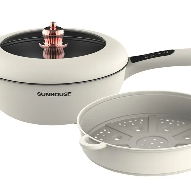 [MẪU MỚI] Chảo điện đa năng dung tích 5L SUNHOUSE SHD4555, 6 chức năng chiên, xào, lẩu, hấp, nấu cháo, giữ ấm 8