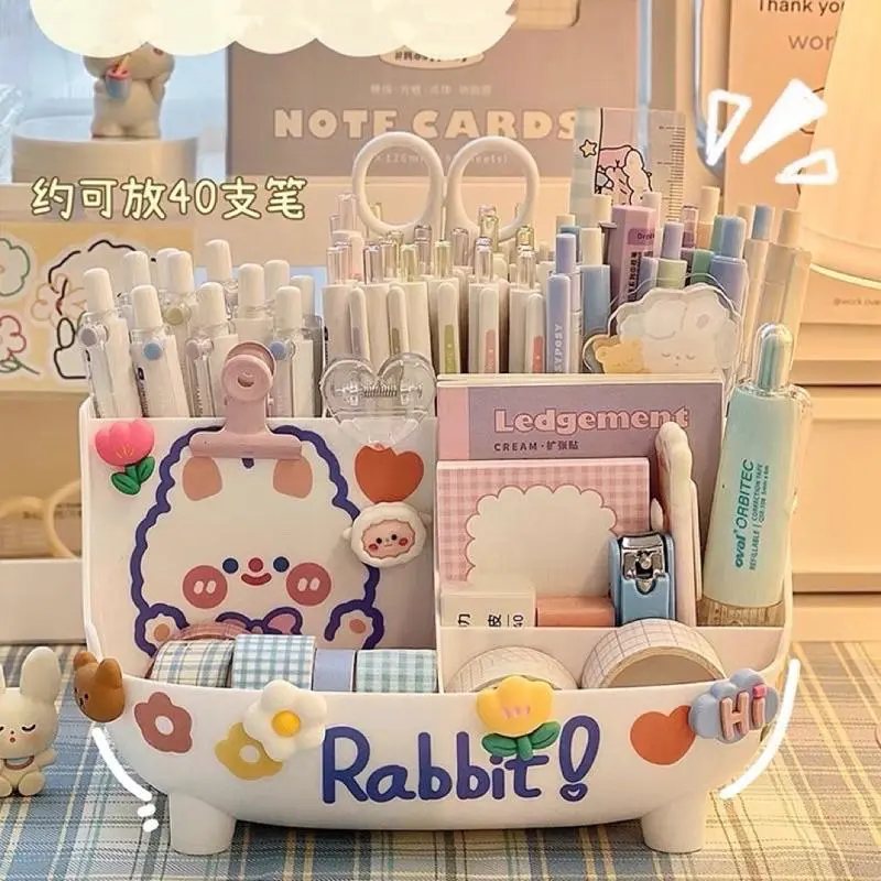 Hộp Đựng Bút Để Bàn Lưu Trữ Văn PHòng Phẩm Tặng Kèm Sticker Dễ Thương