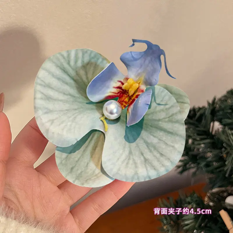 Super Fairy Atmosphere Butterfly Orchid Flower Hairpin Female Mori Style Side Duckbill Clip Hair Updo Holder Clips Hairpin