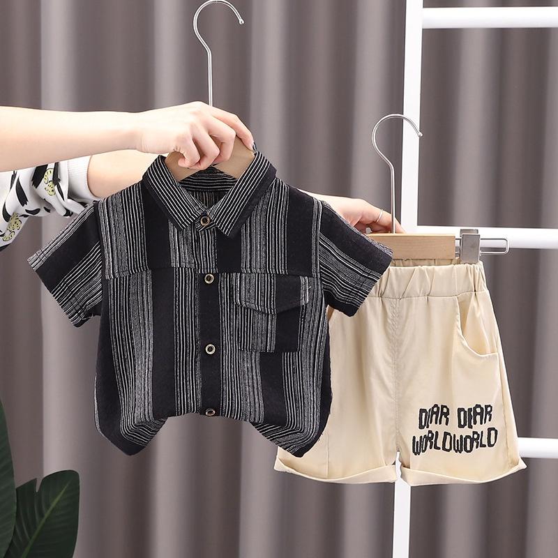 AnvilaShop Setelan Anak Laki-Laki Model Garis-Garis Serat Import Fashion 2