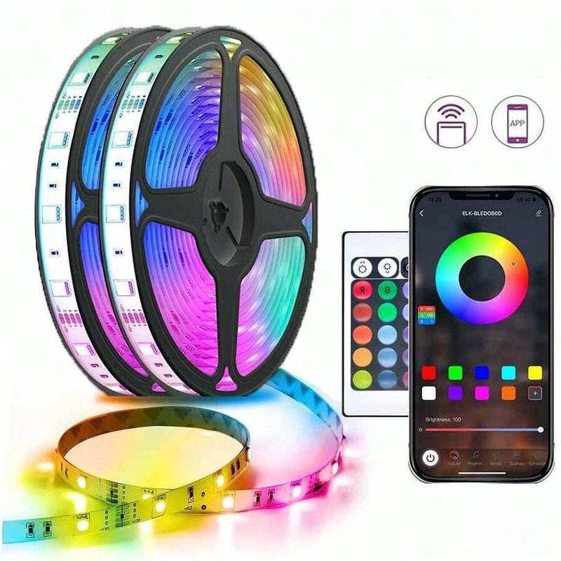 RGB LED Strip Light, 1 Count TV Backlight Music Sync Flexible Diode Tape Light with App Control, USB Powered RGB Colorful Strip Light, Ambient Light 4
