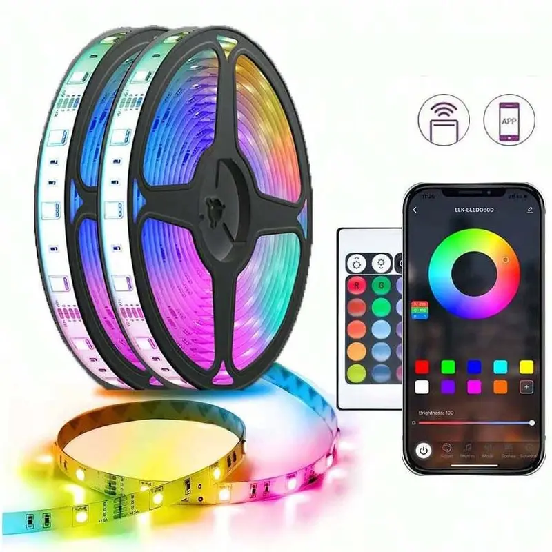 RGB LED Strip Light, 1 Count TV Backlight Music Sync Flexible Diode Tape Light with App Control, USB Powered RGB Colorful Strip Light, Ambient Light 4
