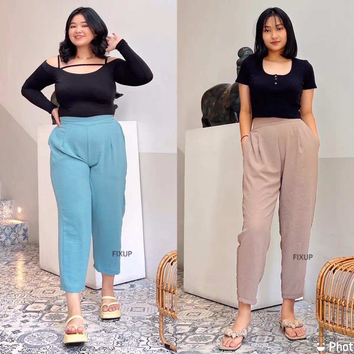 FIXUP  |  S-XXXL Ana Loose Pants Celana Pensil wanita allsize basic Pants Panjang Casual Hitam Formal Kulot